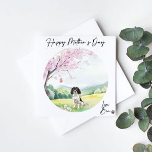 Schwarz weiß Springer Spaniel Muttertagskarte - Personalisiert - Schwarz Weiß - Muttertag Sonntag - Vom Hund - Hundemama Geschenk -