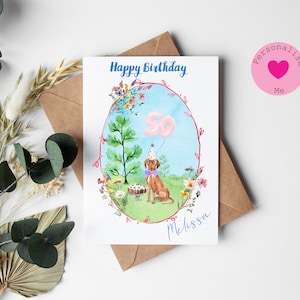 Carte d'anniversaire personnalisée Vizsla