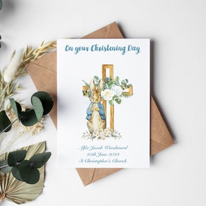 Biglietto di battesimo personalizzato Peter Rabbit