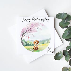 Rote Cavapoochon Muttertagskarte - Personalisiert - Black And Tan - Cavapoo - Muttersonntag - Vom Hund - Hundemama Geschenk - Aprikose