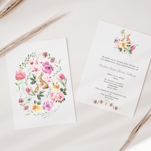 Personalised Rabbit Christening Invitation