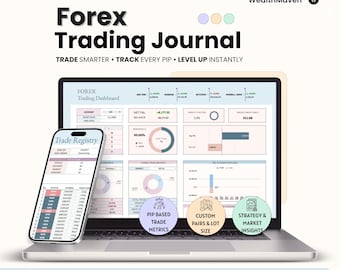 Journal de trading Forex | Journal de trading, stratégie et suivi des risques | Liste de surveillance Forex et métaux, valeur en pips et PnL | Modèle de feuilles de calcul Google