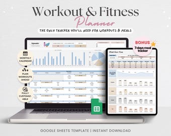Google Sheets Fitness Planner | Workout, Meal Tracker (Digital Download)