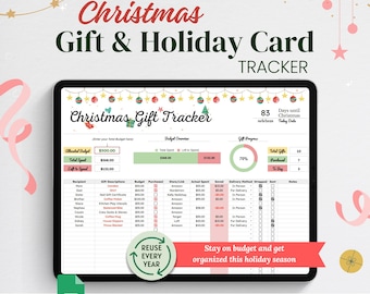 2026 Christmas Budget Gift Tracker & Holiday Card Tracker | Christmas Planner, Gift List Template, Google Sheets Christmas Organizer
