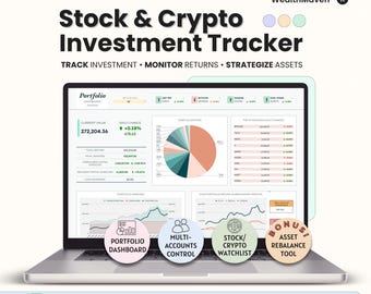 Seguimiento de inversiones en criptomonedas / Cartera y diario de trading / Lista de seguimiento de acciones de criptomonedas, Planificador financiero de Hojas de cálculo de Google / Finanzas personales