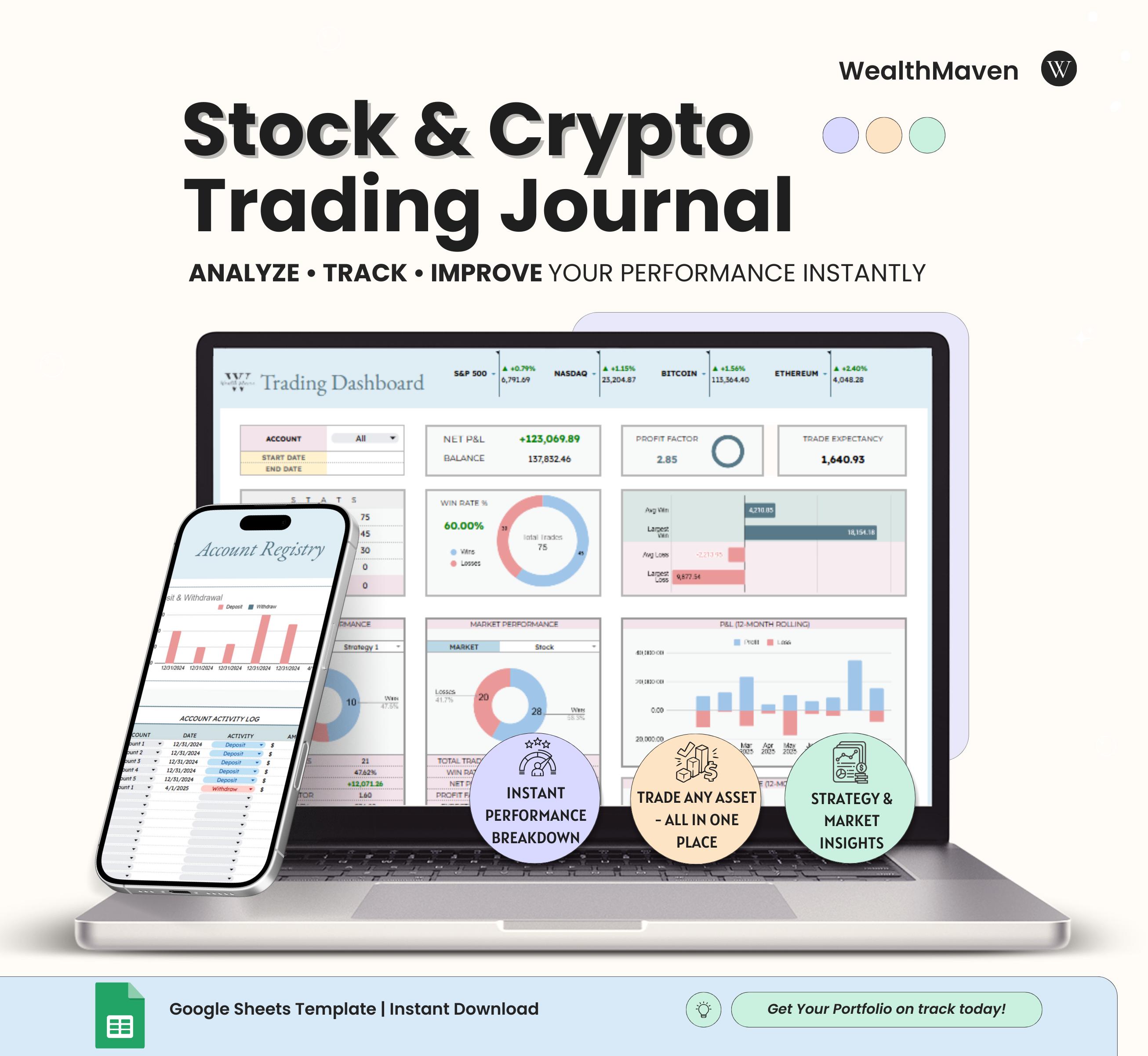 2026 Stock Crypto Trading Journal | Day Trading Log & Strategy Tracker |  Trade Log, Watchlist Pnl Dashboard | Google Sheets Template - Etsy