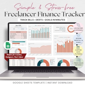 Freelancer Finance Tracker Google Sheets | Bookkeeping Template for Small Business | Income Expense Tracker | Profit & Loss Spreadsheet