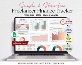 Freelancer Finance Tracker Google Sheets | Small Business Bookkeeping Template (Digital Download)