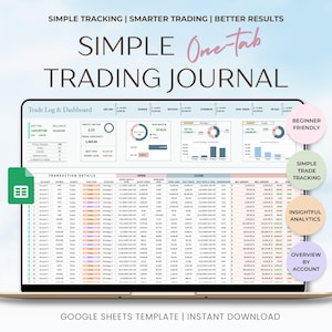 Eenvoudig handelsdagboek Beginnersvriendelijk Handelsdagboek Strategie Markthandel Persoonlijke financiën Investeringsplanner Sjabloon Google Spreadsheets