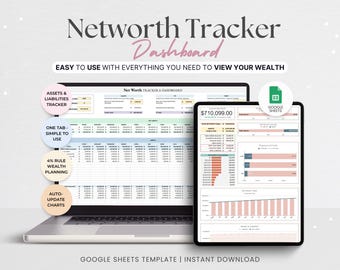 Hoja de cálculo para el seguimiento del patrimonio neto, panel de control de finanzas personales (Google Sheets)