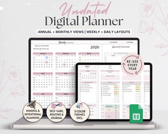 Aesthetic Digital Planner | Google Sheets Task Tracker (PDF Download)