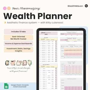 Painel interativo de planejamento financeiro: Kitty Financial Tracker (Google Sheets)