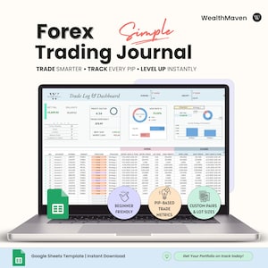 Forex Trading Journal Google Sheets | Beginner-Friendly Trade Log (Digital)