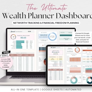 Ultimate Wealth Planner Dashboard, Budget Template, Financial Planner, Net Worth Tracker, Personal Finance, Google Sheets