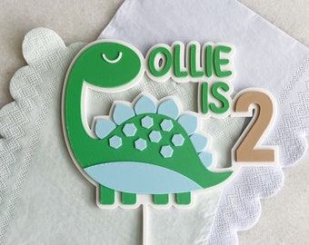 Personalised Dinosaur Cake Topper, 3D Printed Dino Cake Topper, Cake Topper Age, Custom Birthday Cake Topper, Dinosaur Theme Party