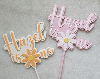 Adorno para tarta de margarita personalizado, adorno para tarta de flores impreso en 3D, adorno para tarta de un año, adorno para tarta de primer cumpleaños, decoración para tarta de margaritas.