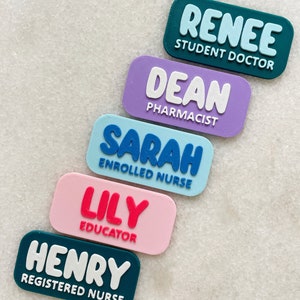 Personalised Name Badge with 3D letters, Name Badge Nurse, Custom Badge, Badge medical student, Badge midwife, teacher, occupation badge