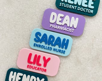 Personalised Name Badge with 3D letters, Name Badge Nurse, Custom Badge, Badge medical student, Badge midwife, teacher, occupation badge