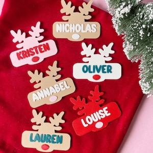 Personalised Christmas Reindeer Name Badge, Name Badge Nurse, Custom Name Badge, Name Badge Magnetic, Badge teacher, Badge midwife, Festive