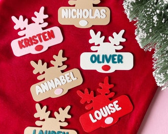 Insignia de reno navideña personalizada, insignia de enfermera, insignia personalizada, insignia magnética, insignia de profesor, insignia de partera, festiva