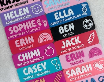Personalized 3D Name Badge, Magnetic or Pin Backing