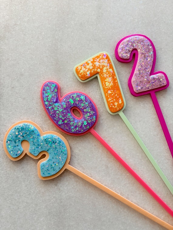 Personalised Number Cake Topper | Glitter Birthday Cake Topper | Custom Age Topper for Kids Birthday