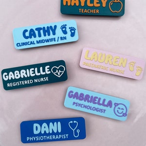 Personalised Name Badge with 3D letters, Name Badge Nurse, Custom Name Badge, Name Badge Magnetic, Badge teacher, Badge midwife, Badge