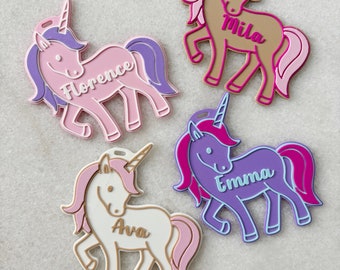 Personalised Unicorn Bag Tag or Keyring, Custom Name Bag tag for kids, Personalized Bag Charm, Kids School Bag tag, Daycare bag tag