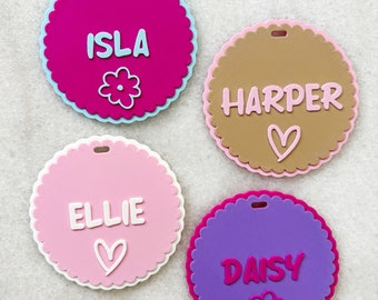 Etiqueta o llavero para bolso con nombre personalizado, etiqueta para bolso personalizada para niños, etiqueta para bolso personalizada, etiqueta o llavero para bolso escolar para niños, etiqueta para bolso de guardería