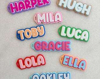 Llavero con etiqueta personalizada para mochila, etiqueta colorida personalizada para mochila infantil, etiqueta personalizada para mochila, etiqueta para mochila escolar infantil, etiqueta para mochila de guardería o jardín de infancia.