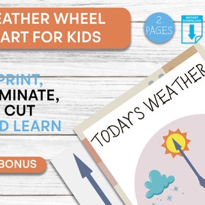 Tableau de roue météo pour les enfants, jeu de maternelle, fichier PDF en téléchargement numérique