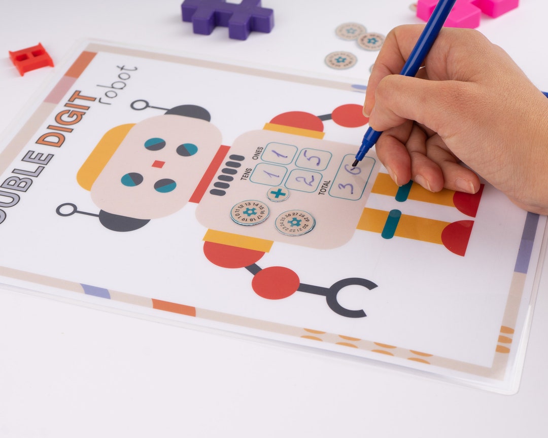 Robot Math Game Kids Counting Activity Double Digit Numbers - Etsy