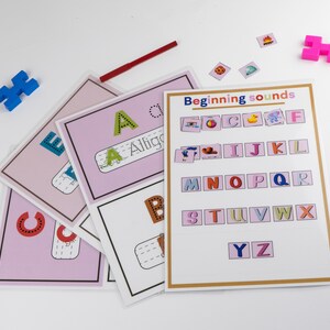 Tarjetas didácticas ABC digitales y sus letras, rastreo de letras del alfabeto, reconocimiento de letras Montessori, juego educativo en casa