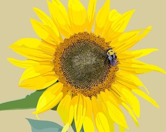 Sunflower Painting | Flower Artwork | Botanical Print