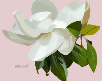 Closed Magnolia on Pink Print | Magnolia Painting | Magnolia Fine Art