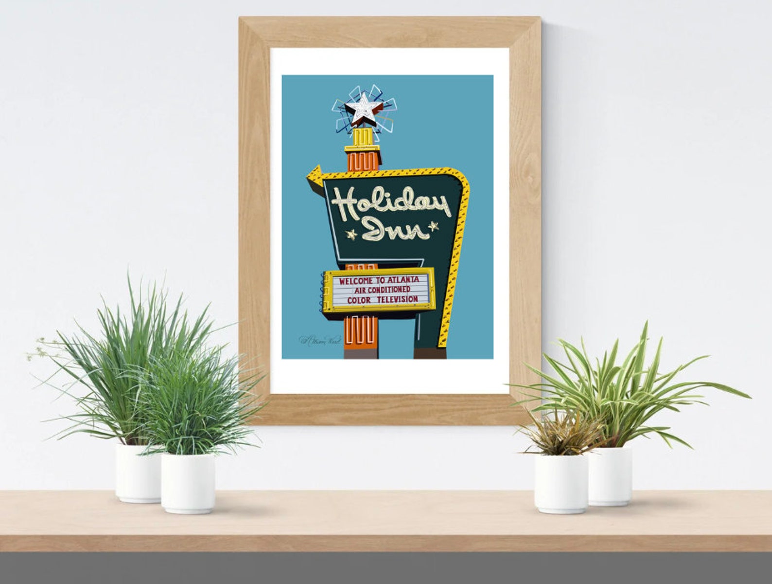 Holiday Inn Print Atlanta Art Neon Sign Wall Decor Vintage Sign Poster