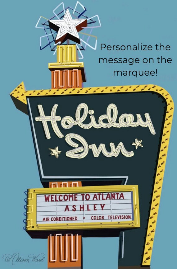 NICE INN レトロサイン 約60cm x 60cm Holiday Inn Print | Atlanta Art | Neon Sign Wall Decor | Vintage