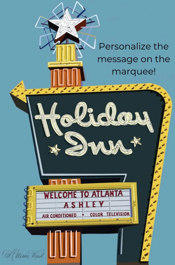 Holiday Inn Print | Atlanta Art | Neon Sign Wall Decor | Vintage