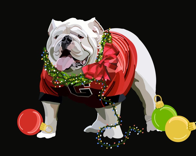 UGA Christmas Cards Dawgs Holiday Cards Bulldog Greeting Cards Etsy