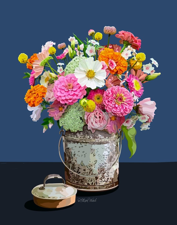 Summer's Bloom, Art Print in Rustic Tin