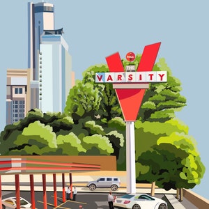 Atlanta GA Painting | The Varsity Art Print | Atlanta Wall Decor | Atlanta Skyline Print