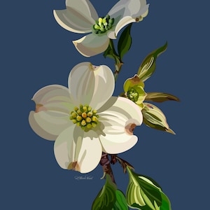 Southern Dogwood Print | Dogwood Flower Painting | Dogwood Artwork | Dogwood Flower Wall Art |