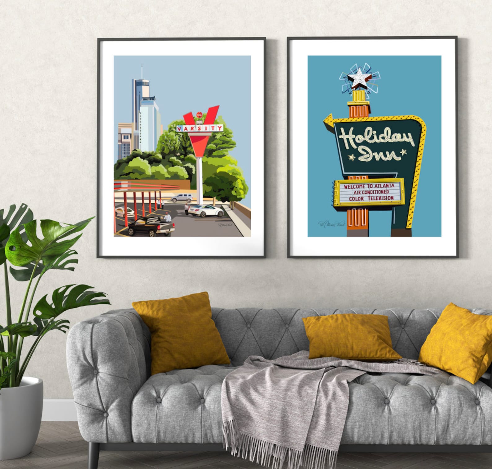 Holiday Inn Print Atlanta Art Neon Sign Wall Decor Vintage Sign Poster