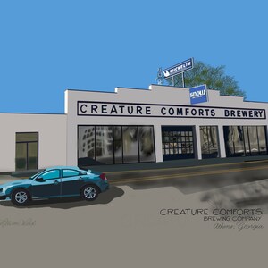 Creature Comforts Athens Print | Athens Artwork | Athens GA Painting | Georgia Wall Decor