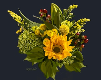Sunflower Painting | Sunflower Print | Sunflower Wall Decor | Sunflower Artwork
