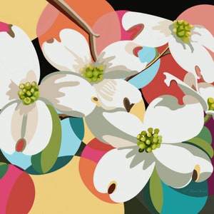 Contemporary Dogwood Print | Dogwood Flower Painting | Dogwood Artwork | Bright Dogwood Flower Wall Art |