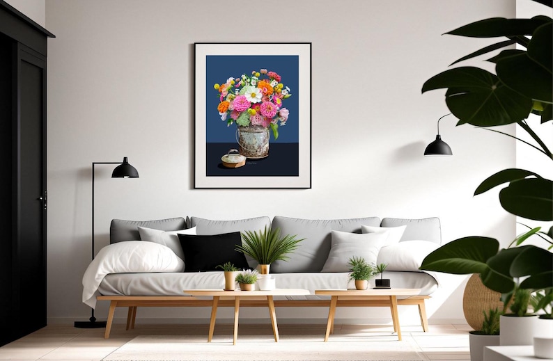 Zinnas in a summer bouquet and a tin bucket.