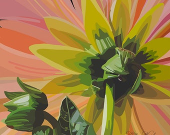 Peach Dahlia Wall Decor | Dahlia Print | Flower Wall Art | Flower Print | Flower Artwork