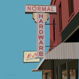 Normal Hardware Sign Print | HiLo Bar Sign Print | Vintage Neon Sign Print | Normaltown Athens GA Painting