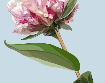 Lonely Peony Art Print | Peony Wall Art | Peony Print | Peony Wall Decor | Pink Peony Artwork